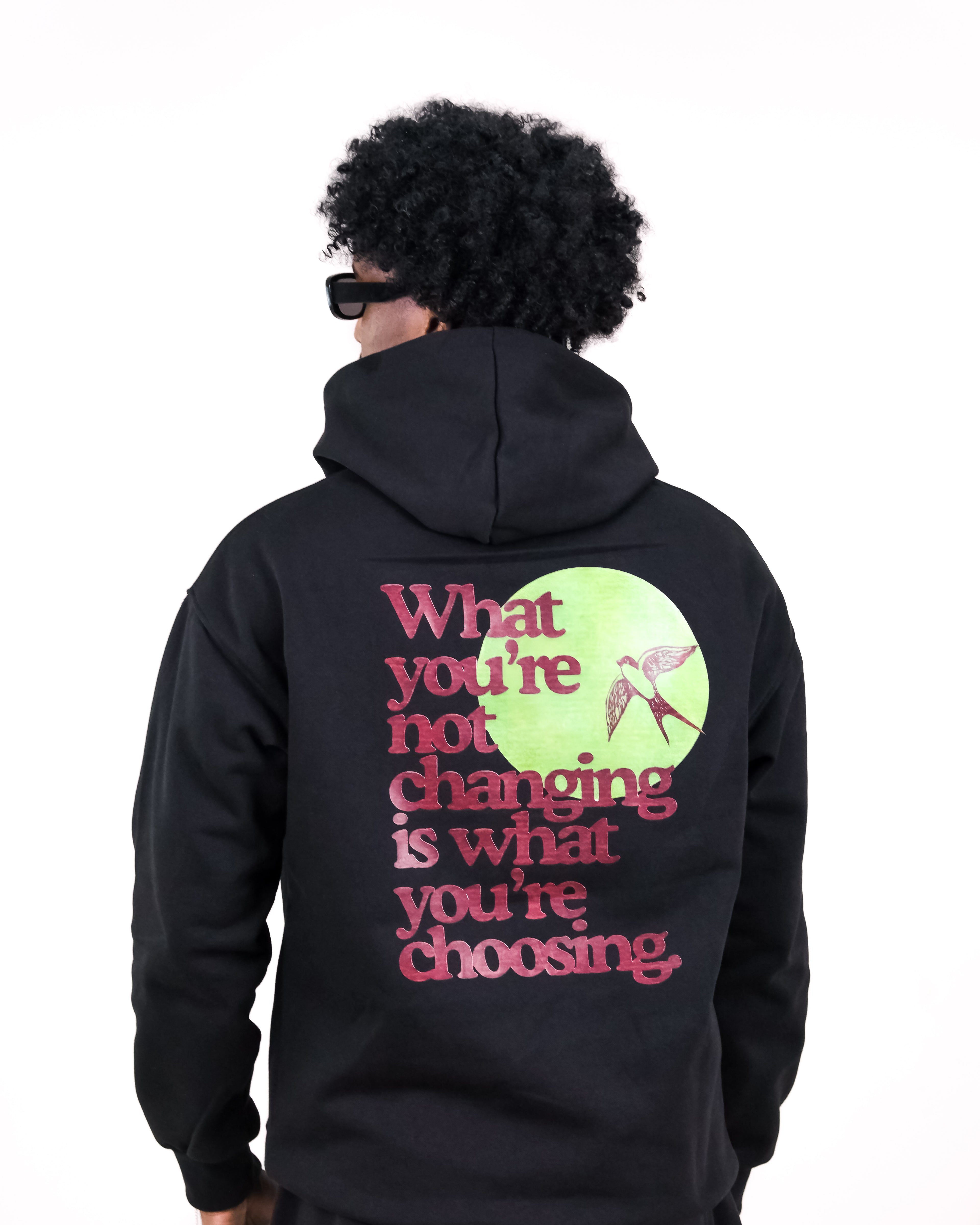 Oversized Black Hoodie - 'Be The Story' Inspirational Text Graphic
