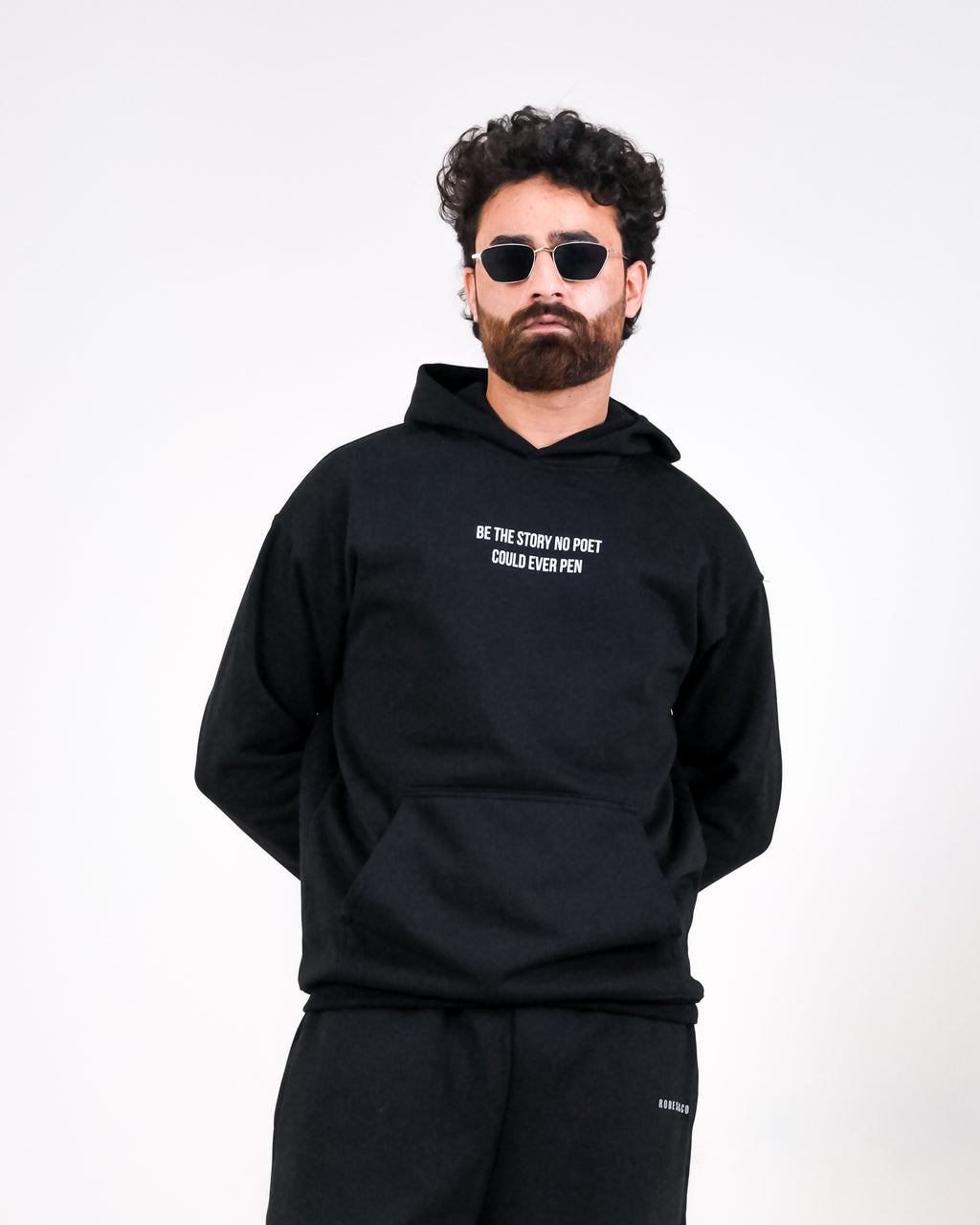 Unisex Double Sided Black Statement Hoodie with Graphic