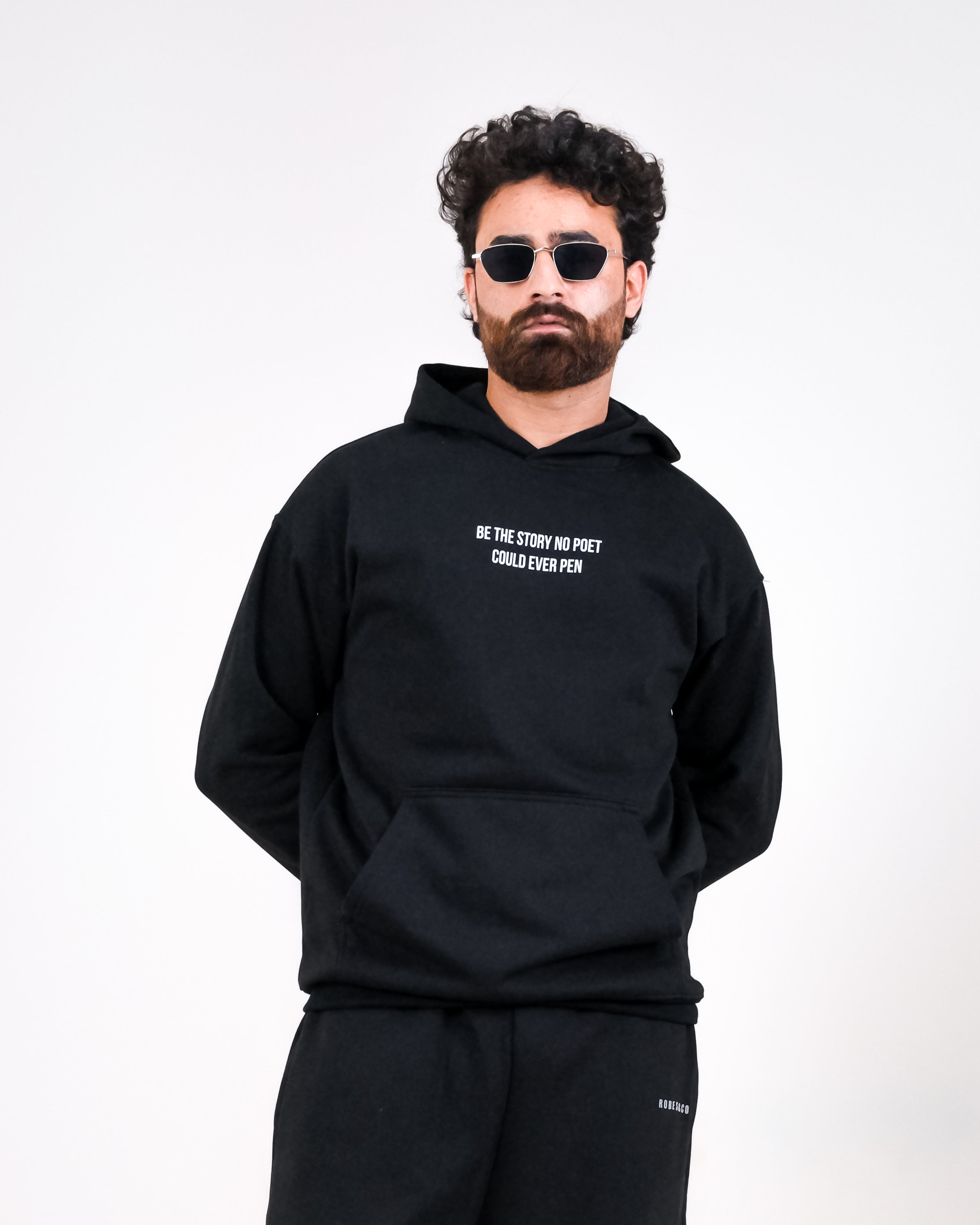 Unisex Double Sided Black Statement Hoodie with Graphic