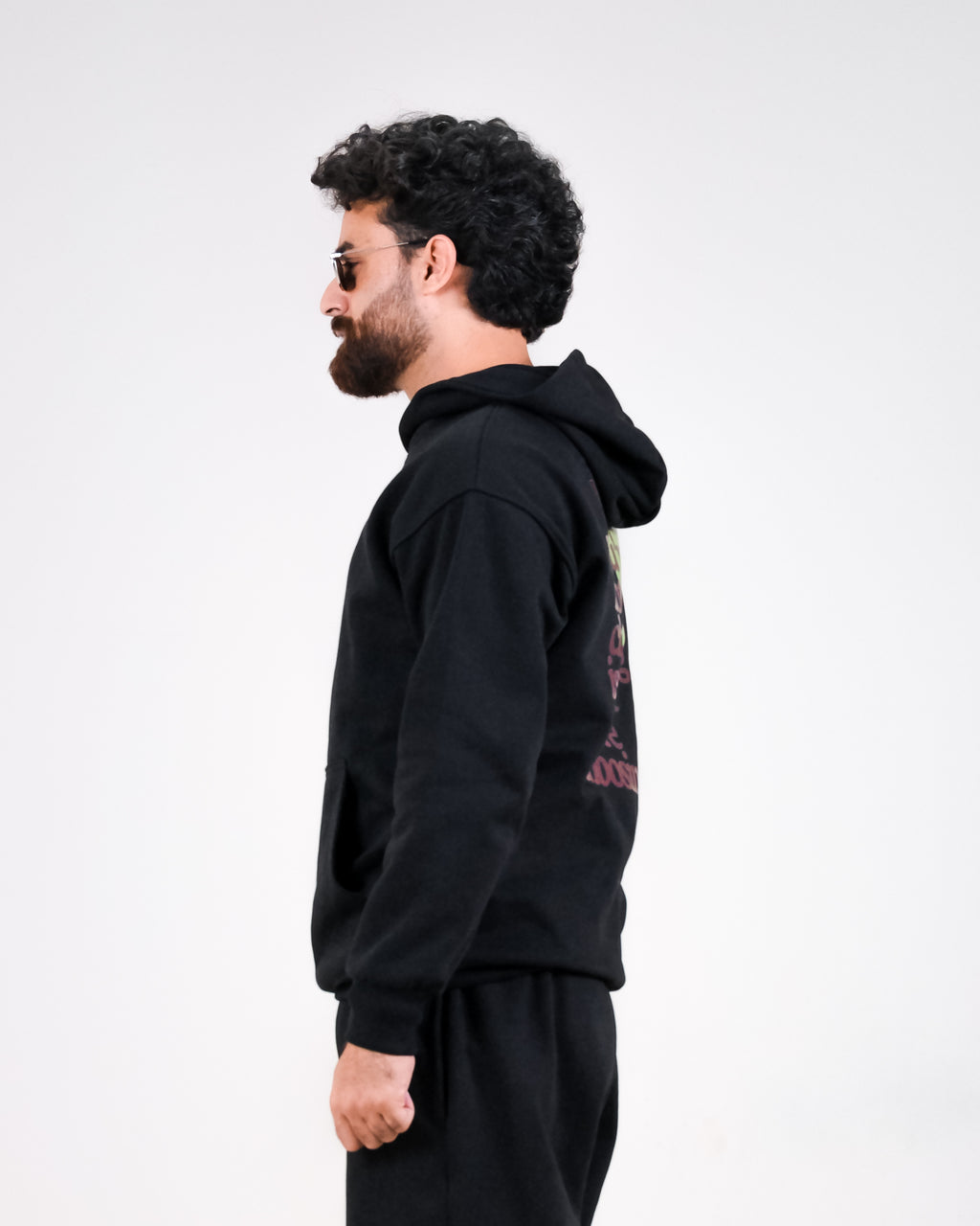 Unisex Double Sided Black Statement Hoodie with Graphic