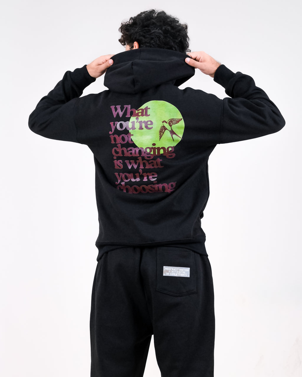 Unisex Double Sided Black Statement Hoodie with Graphic