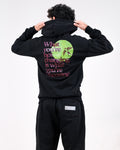Unisex Double Sided Black Statement Hoodie with Graphic