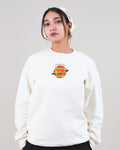 Unisex Off-White Fleece Sweatshirt - Humorous Planet Logo Print