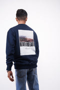 "HEAVEN AND EARTH" Navy Blue Graphic Sweatshirt - Urban Streetwear