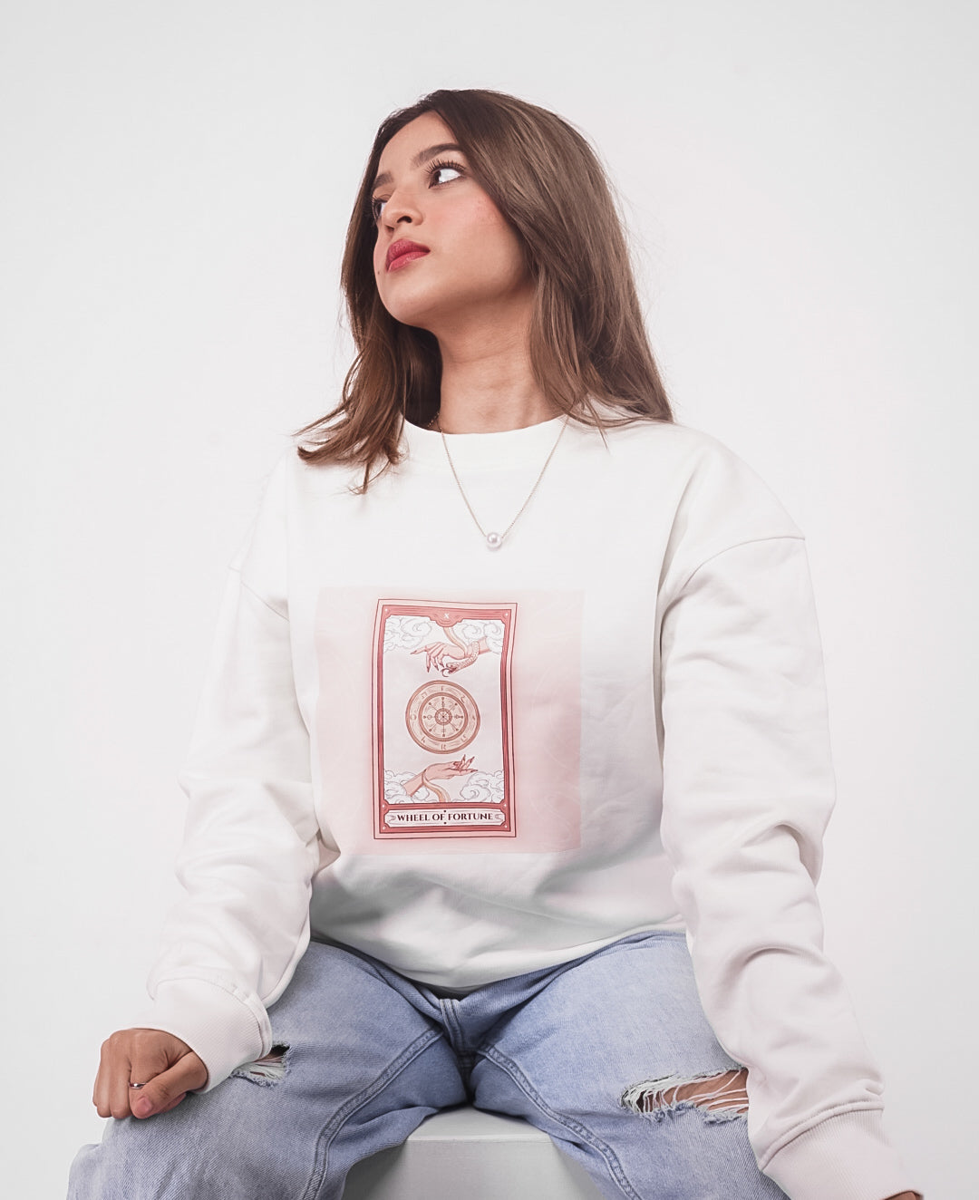 Vintage Off White Tarot Aesthetic Oversized Sweatshirt
