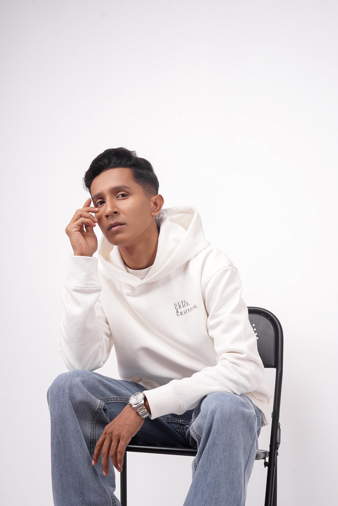 The "Gratitude" Archival Hoodie in Bone White