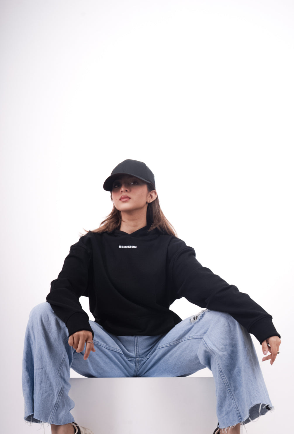 Robes & Co Monochrome Surrealist Hoodie in Carbon Black