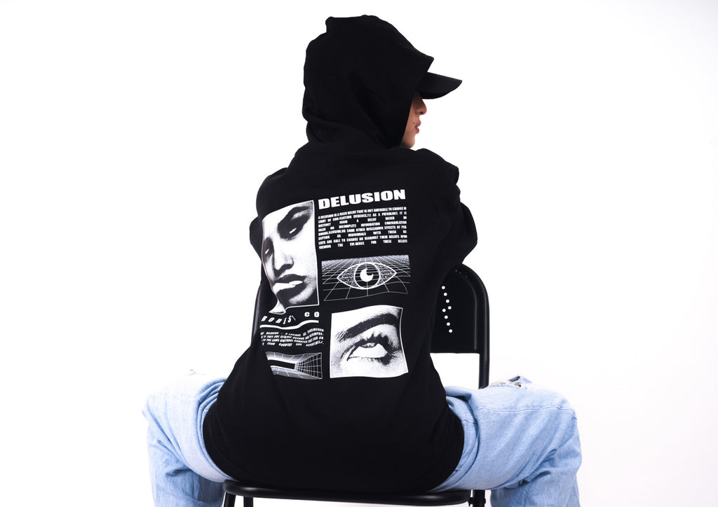 Robes & Co Monochrome Surrealist Hoodie in Carbon Black