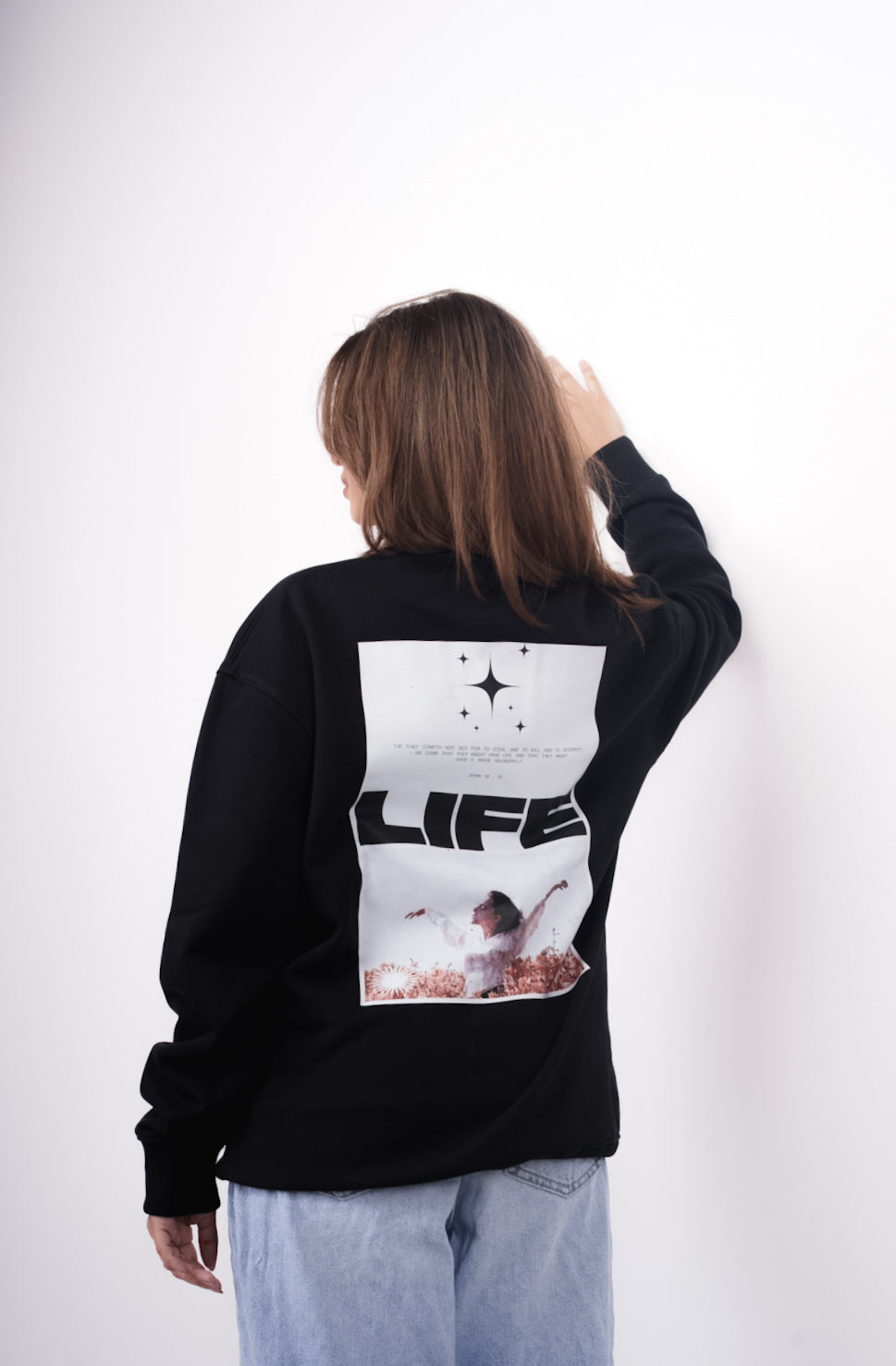 Celestial Figure Graphic Sweatshirt in Carbon Black